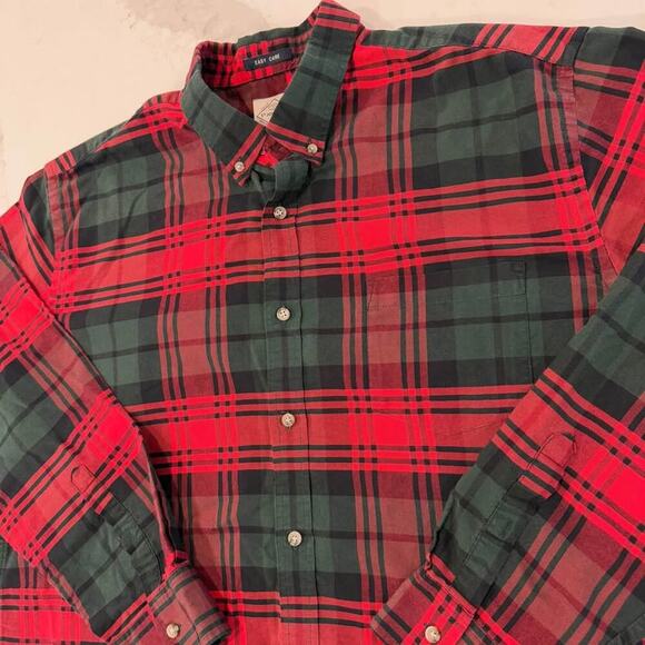St. John’s Bay Long Sleeve Plaid Button Up Shirt Red/Green Men's XXL Easy Care - Picture 2 of 5